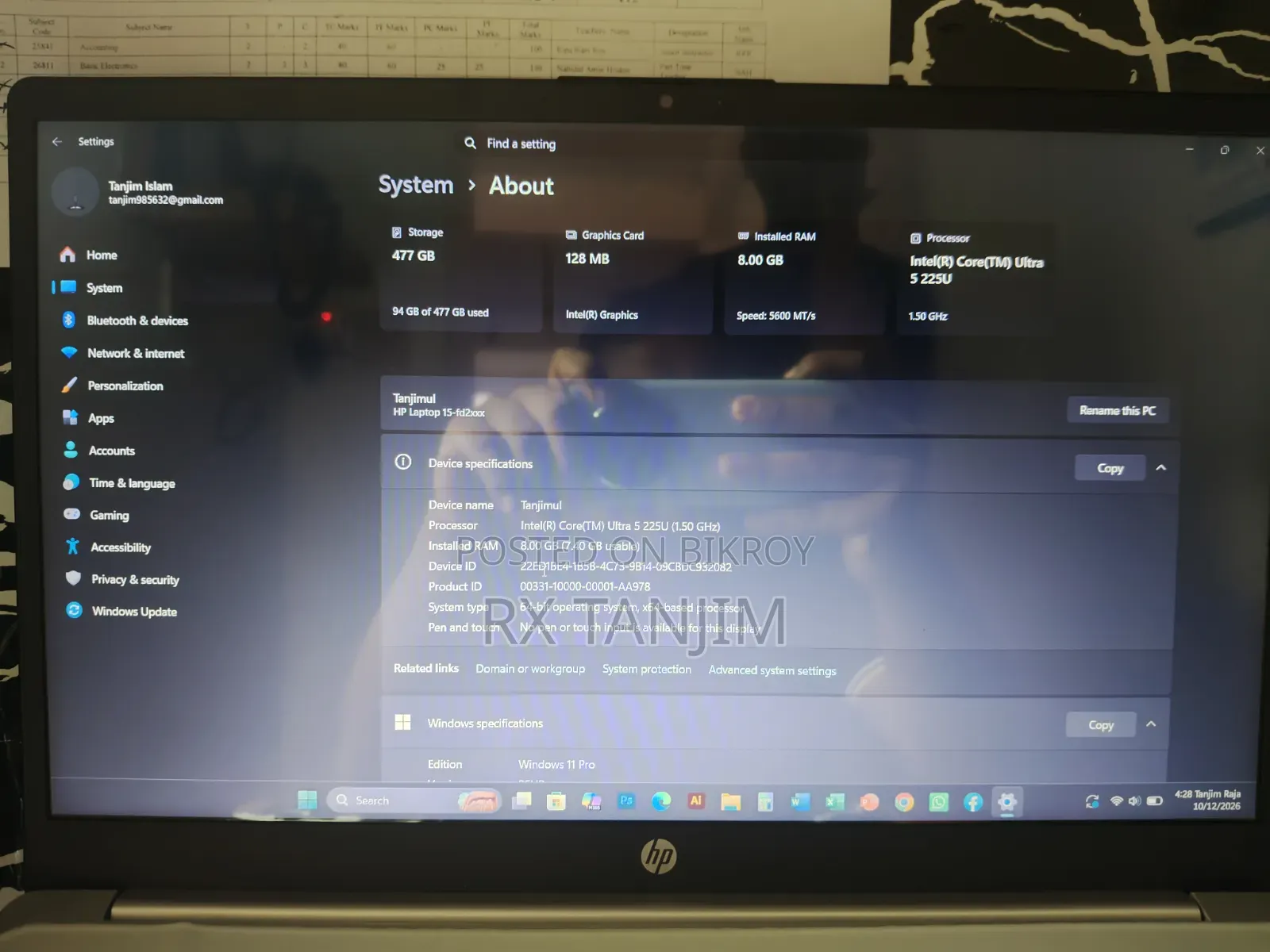 New Laptop HP 15-dy2075tg 8GB Intel Core i5 SSD 512GB