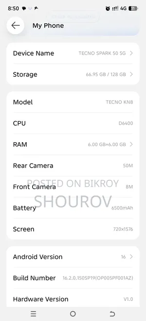 Tecno Spark 50 5G 128 GB Gold