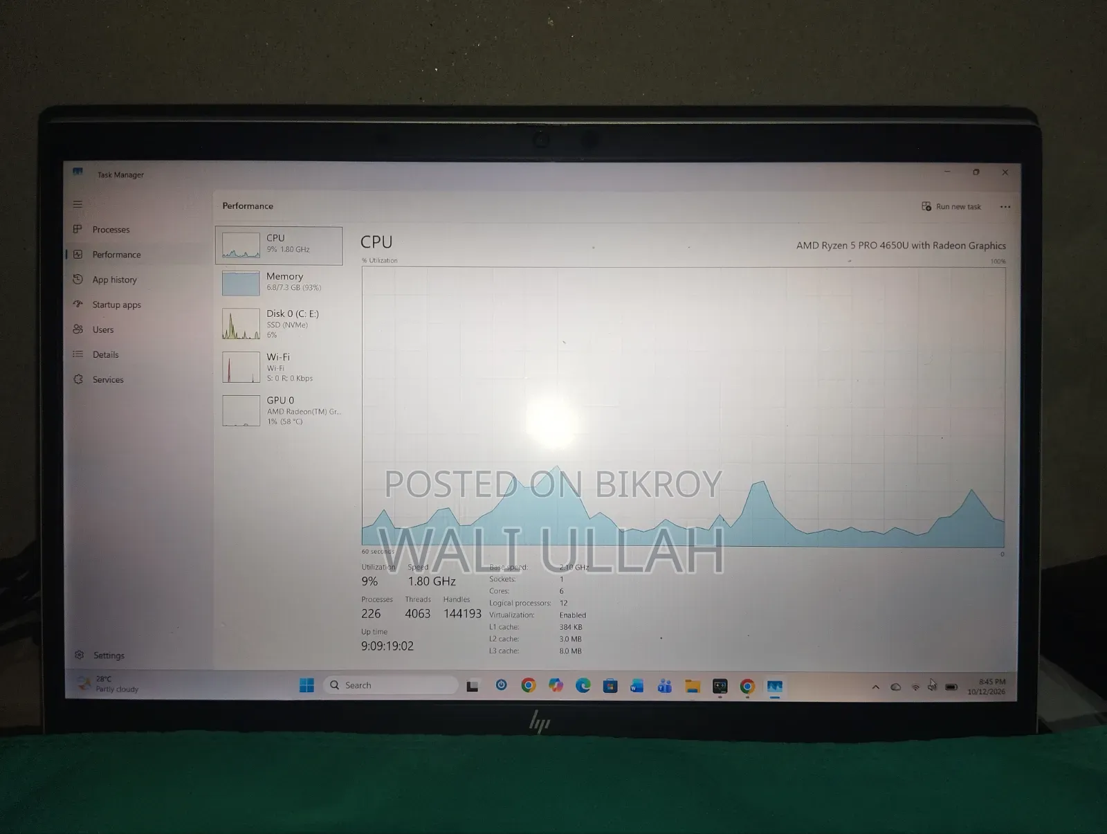 Laptop HP EliteBook 835 G7 8GB AMD Ryzen 5 SSD 256GB
