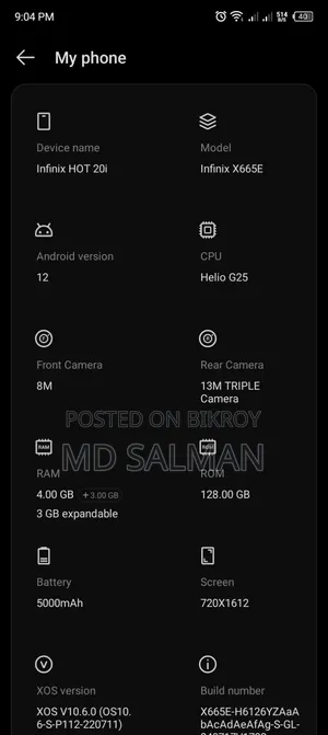 Infinix Hot 20i 128 GB Rose Gold