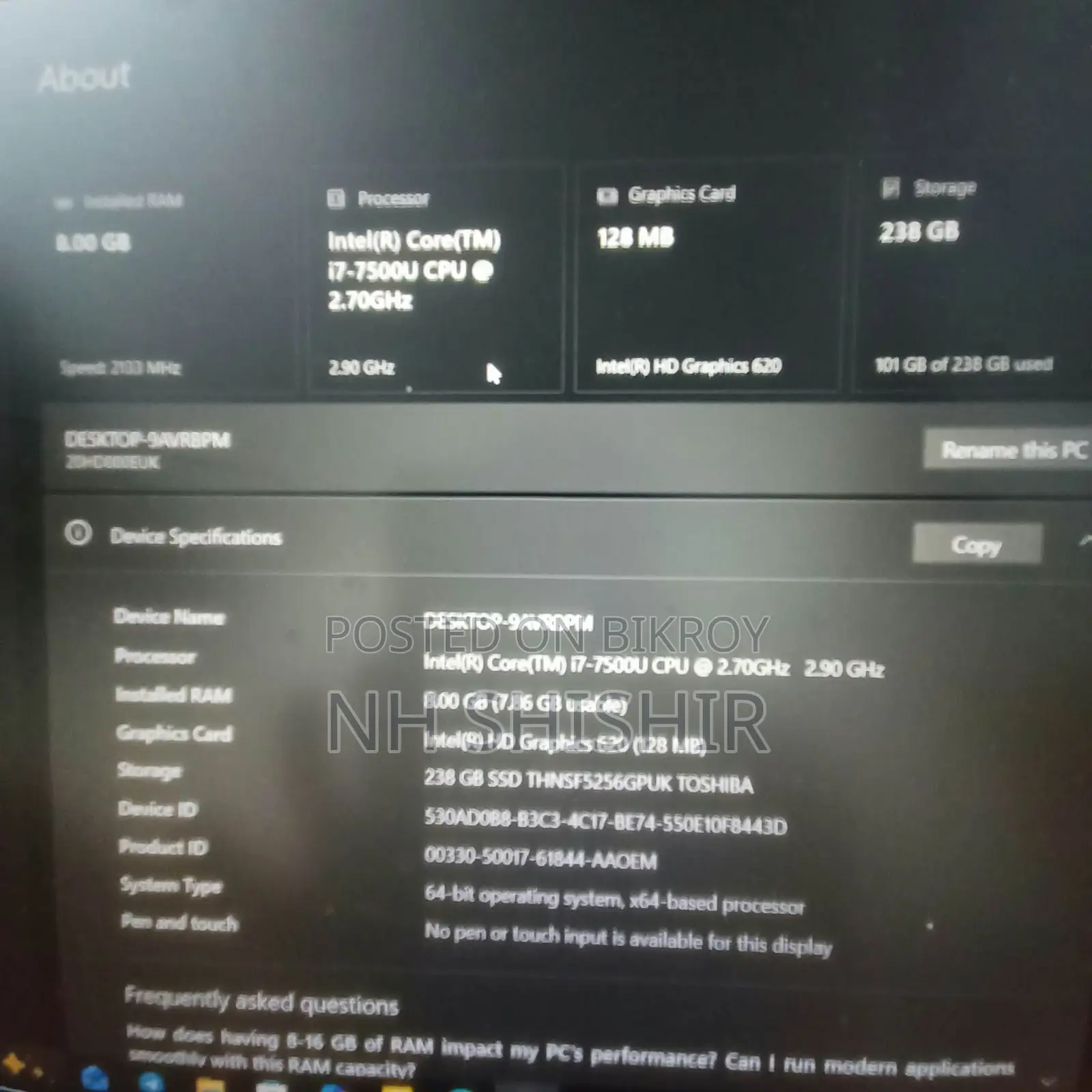 Laptop Lenovo ThinkPad T470 8GB Intel Core i7 SSD 256GB