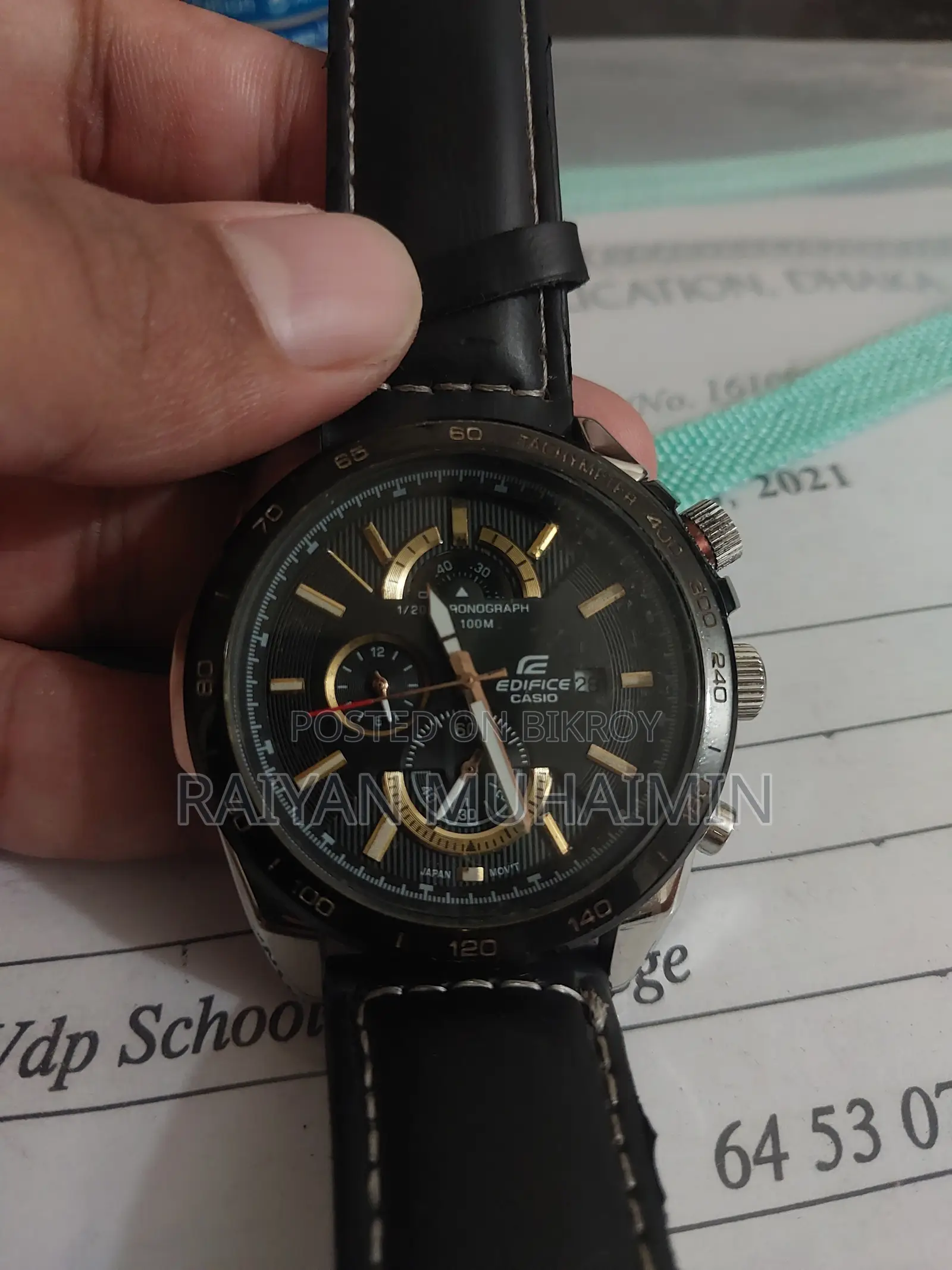 Original Casio Edifice Chronograph Watch – Premium Black & Gold Design