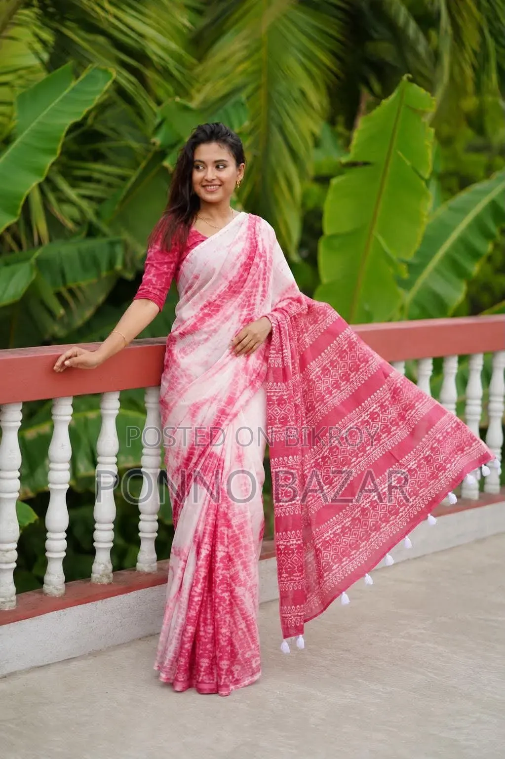 🌿ন্যাচারাল সিল্ক শিবুড়ি টাই ডাই শাড়ি।