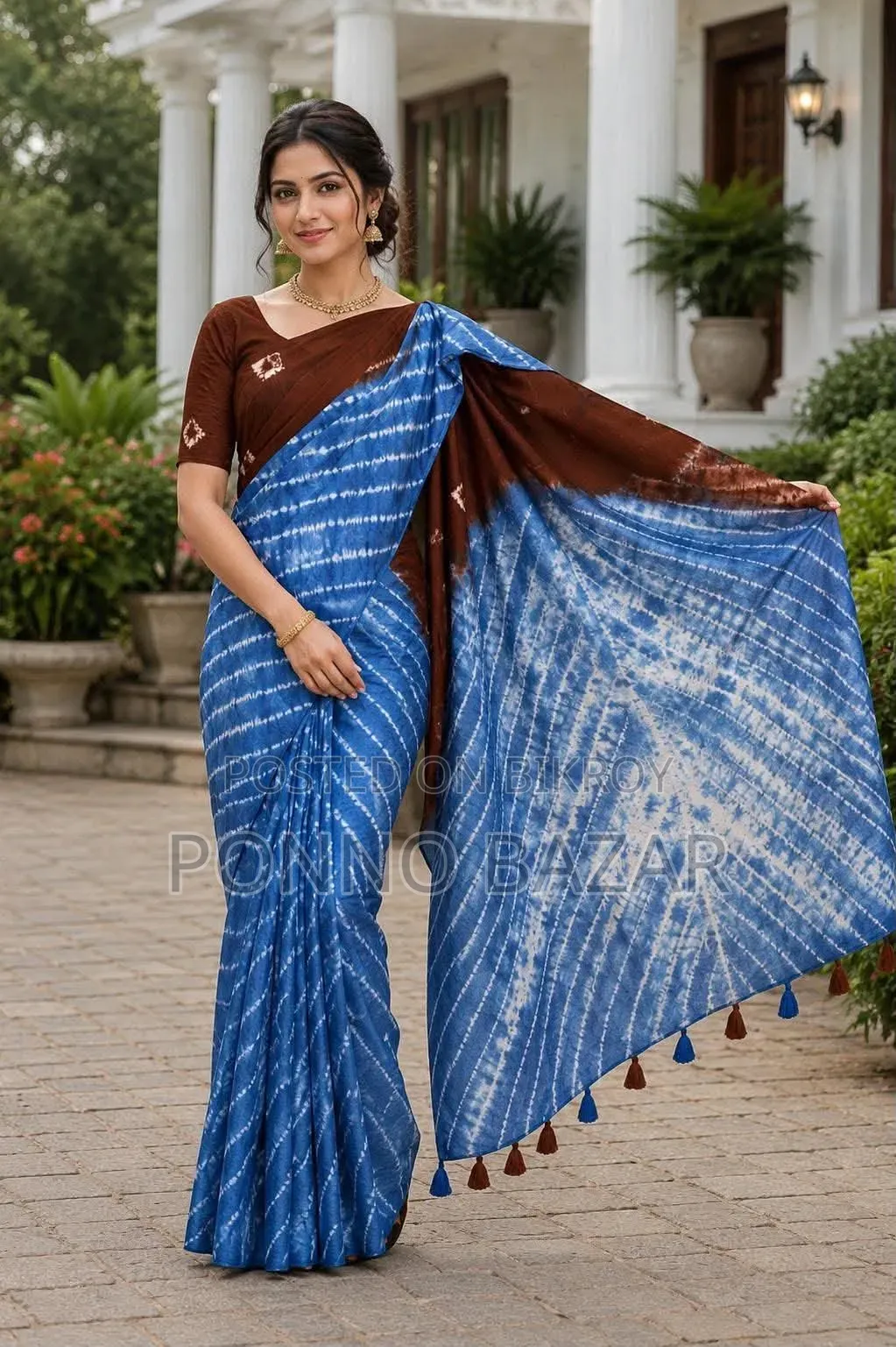 🌿ন্যাচারাল সিল্ক শিবুড়ি টাই ডাই শাড়ি।