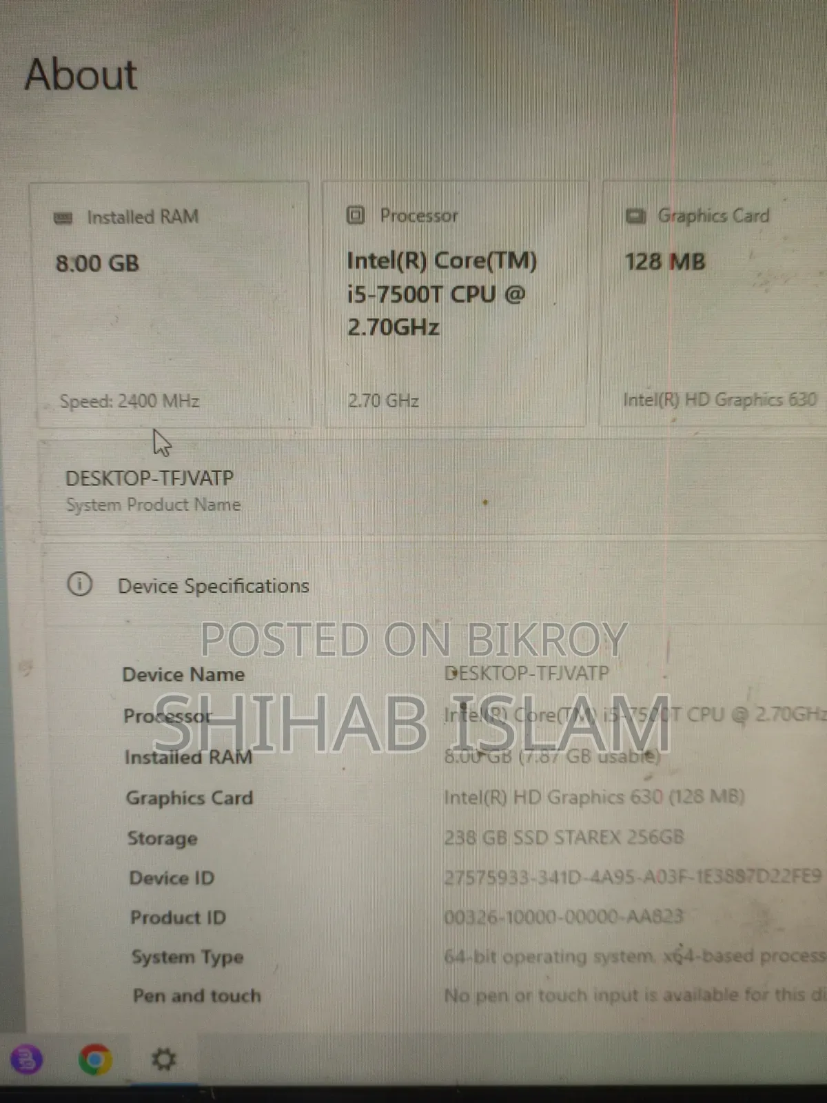 Desktop Computer Asus 8GB Intel Core i5 SSD 256GB