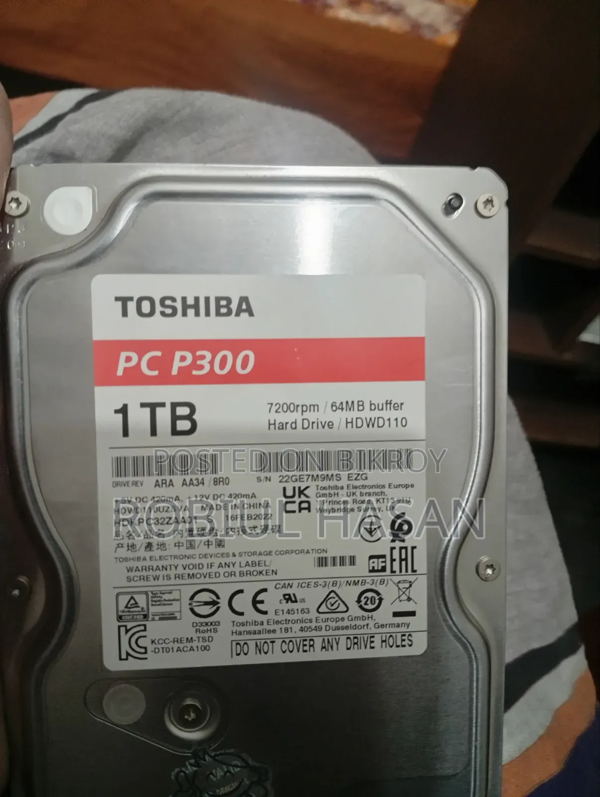 Toshiba 1 TB Hardisk Sell