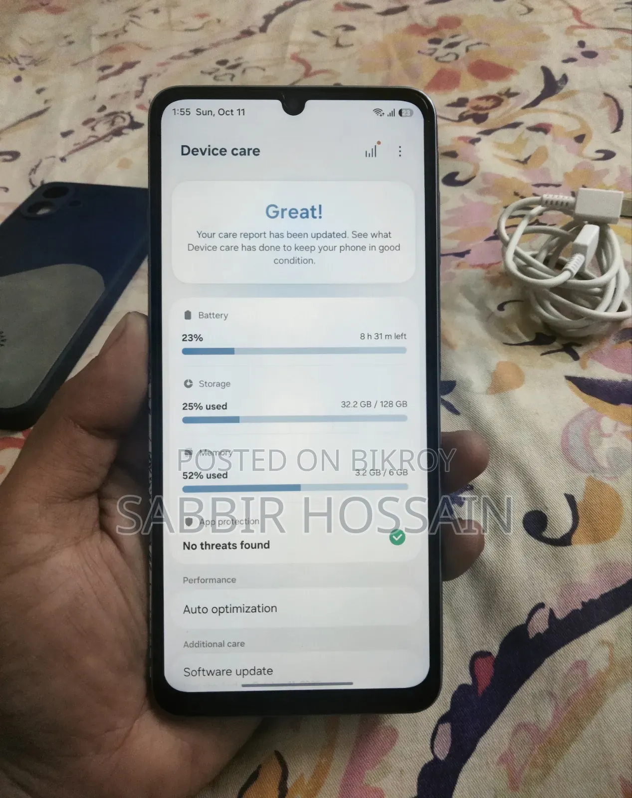 নতুন স্যামসাং গ্যালাক্সি এ০৭ ৪জি ১২৮ জিবি সিলভার