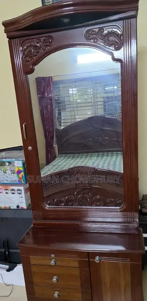উডেন বেড আলমিরা ড্রেসিং টেবিল সেট