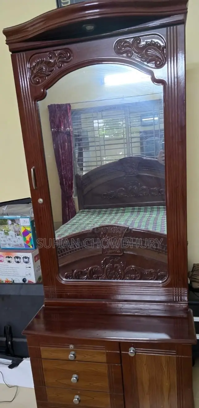 উডেন বেড আলমিরা ড্রেসিং টেবিল সেট