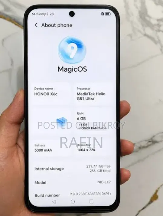 নতুন অনার এক্স৬সি ২৫৬ জিবি ব্ল্যাক