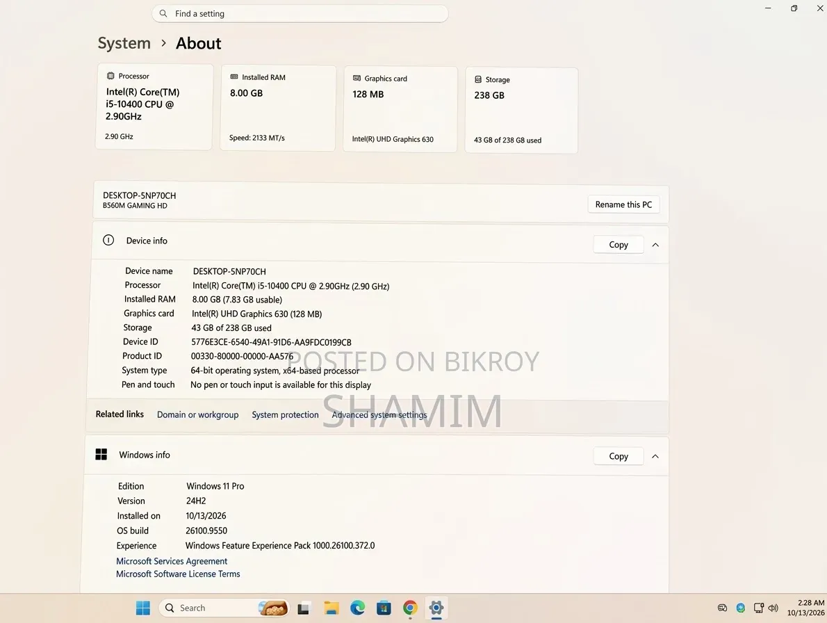 Desktop Computer Gigabyte 8GB Intel Core i5 SSD 256GB