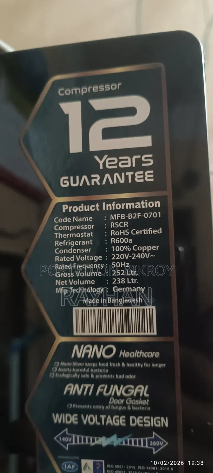 Refrigerator for sale