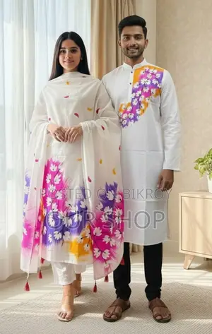 পাঞ্জাবি থ্রি পিস কাপল সেট