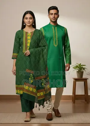 পাঞ্জাবি থ্রি পিস কাপল সেট