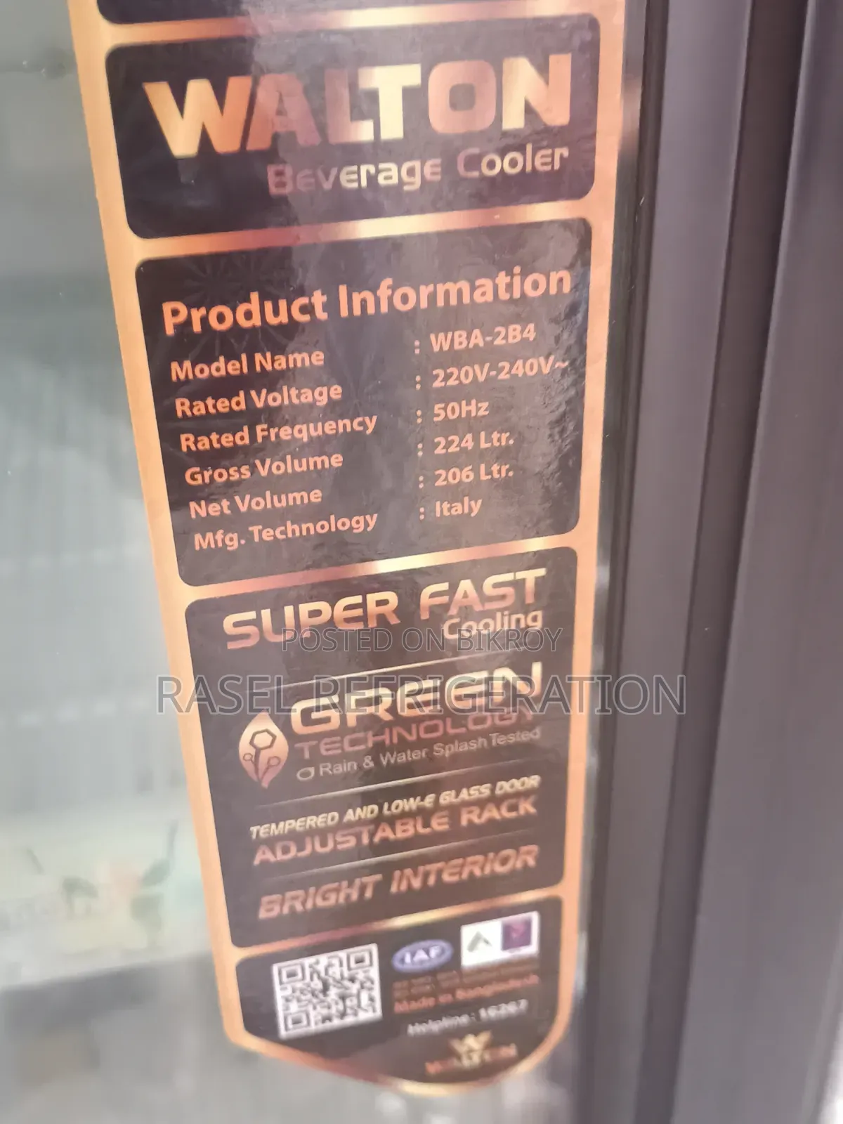 New Walton refrigerator, 224 liters, Model Wba-2b4, at a 33% discount.