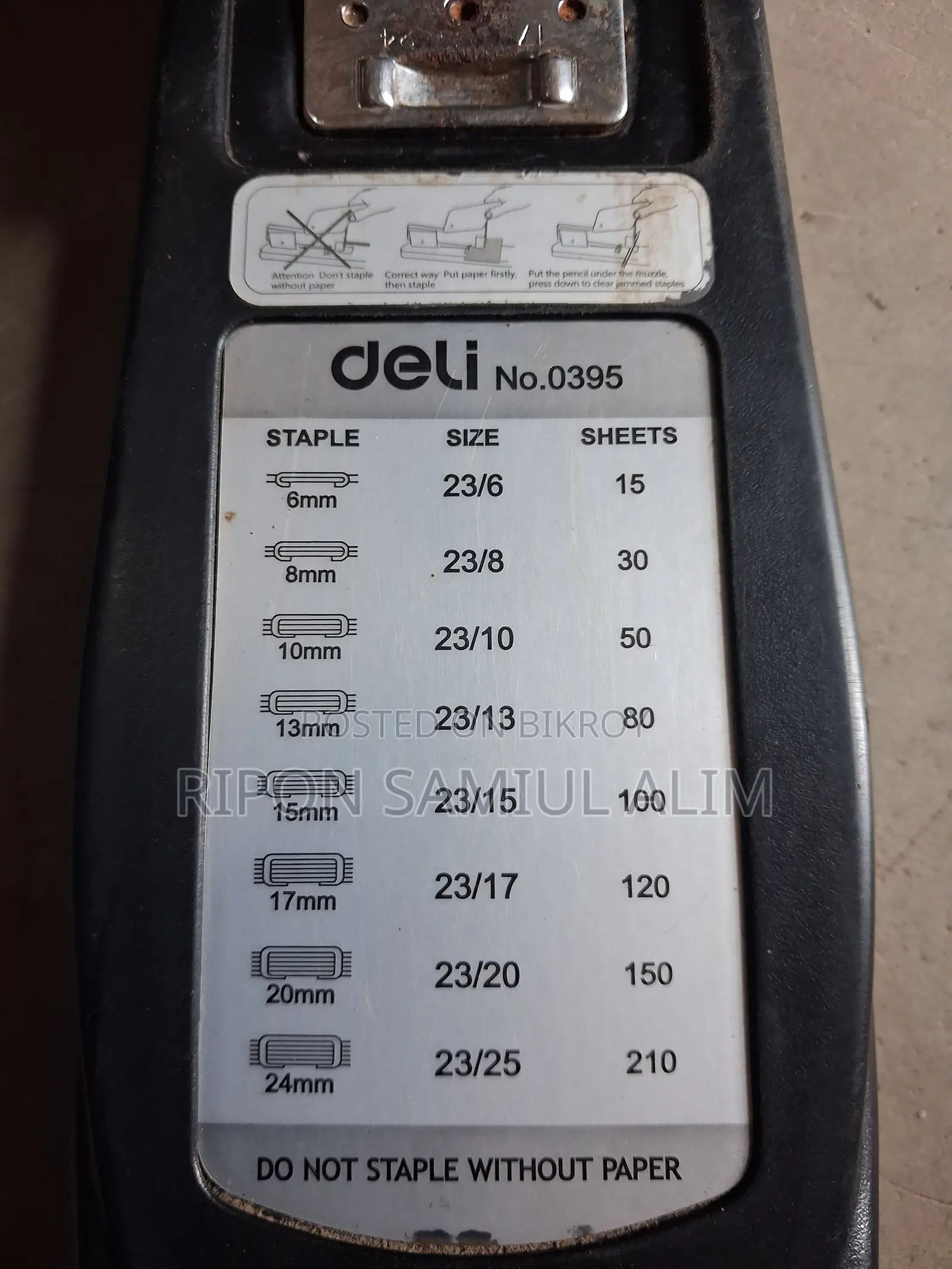 Deli Heavy Duty Stapler Machine E0395 210 Sheets