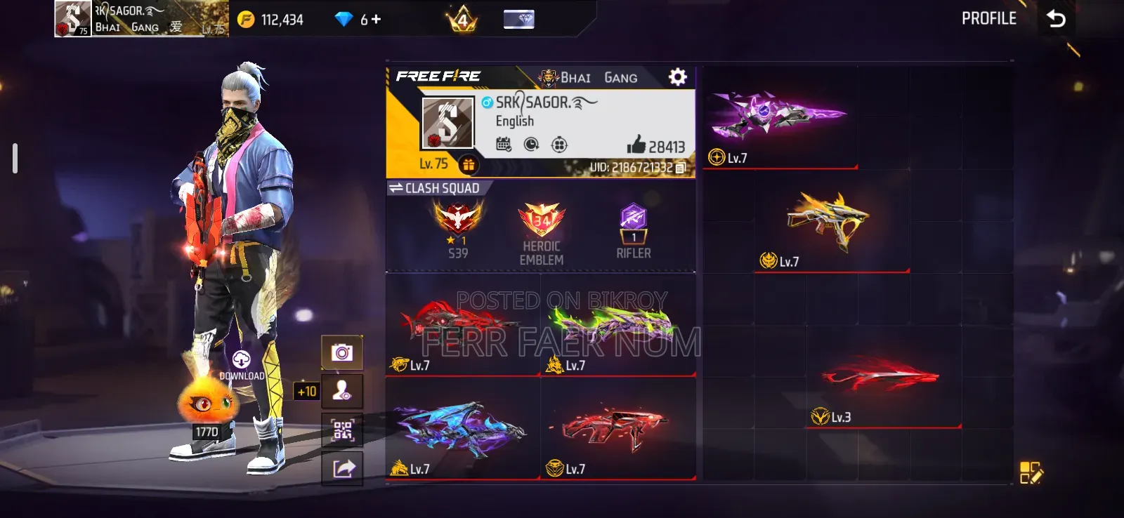 Free Fire Id Sell 75 Level