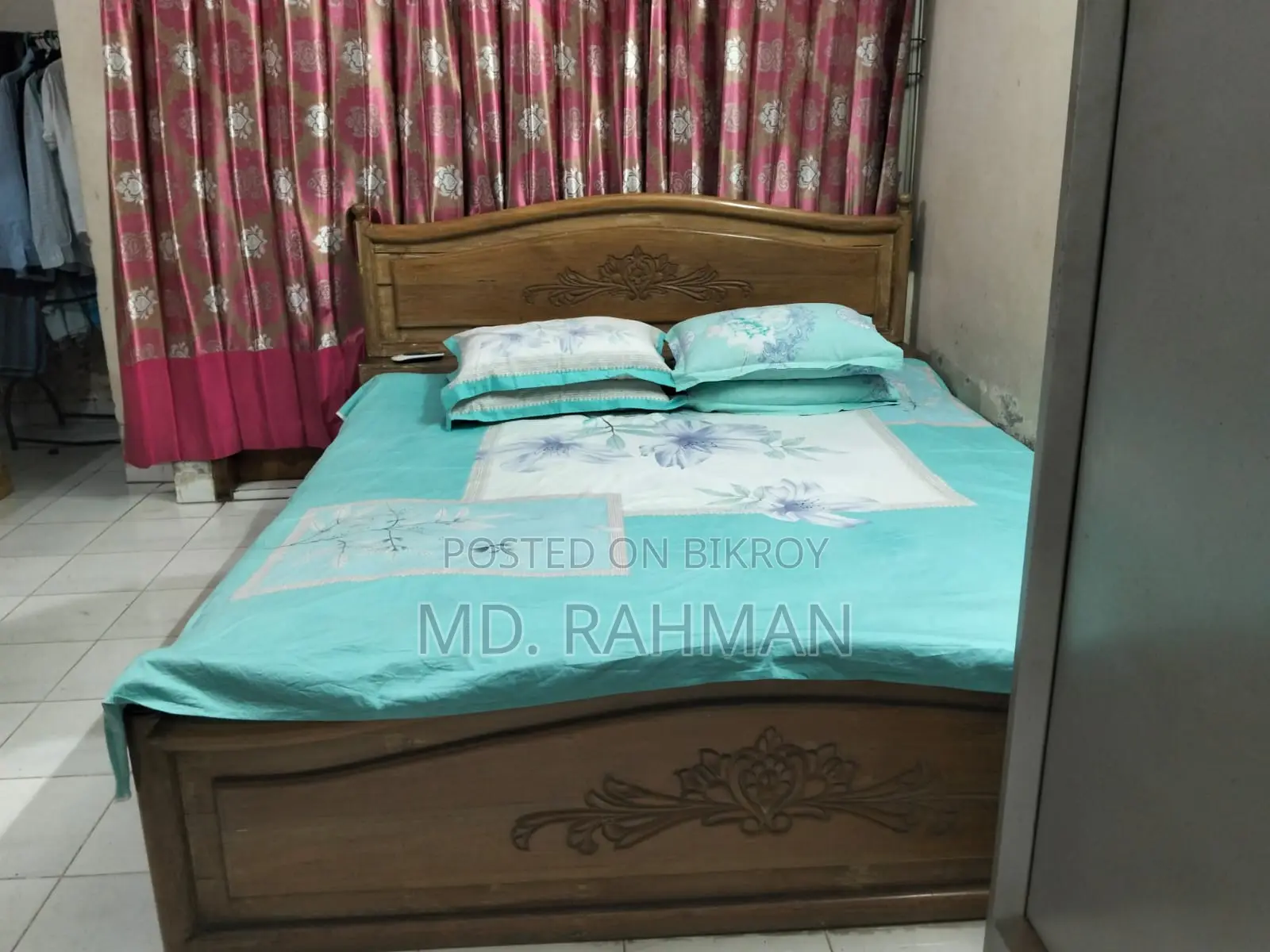 কাঠের খাট বিক্রি হবে ৬ ফিট বাই ৭ ফিট