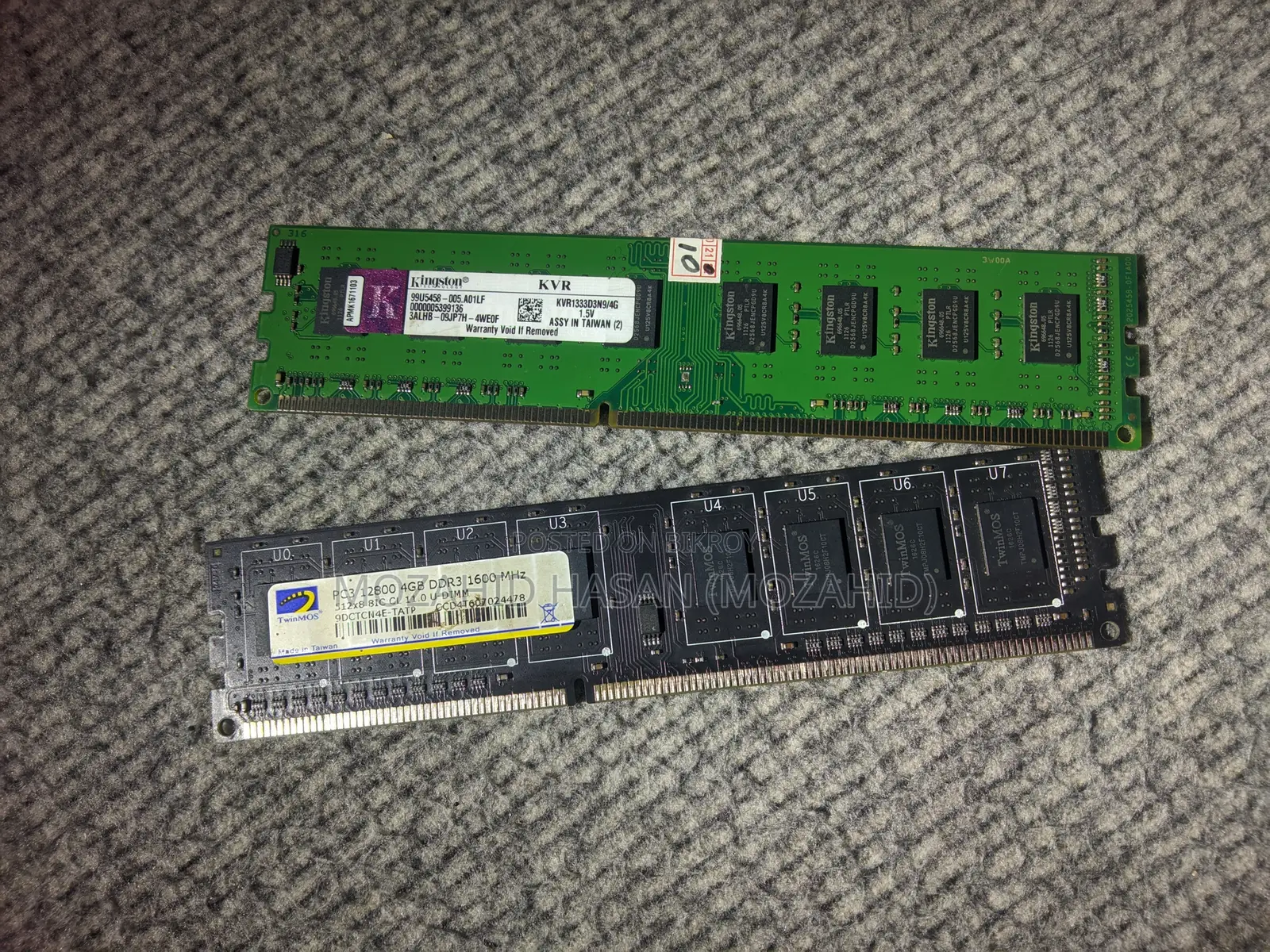 Kingston & TwinMOS 4GB DDR3 Desktop RAM (Total 8GB Combo)