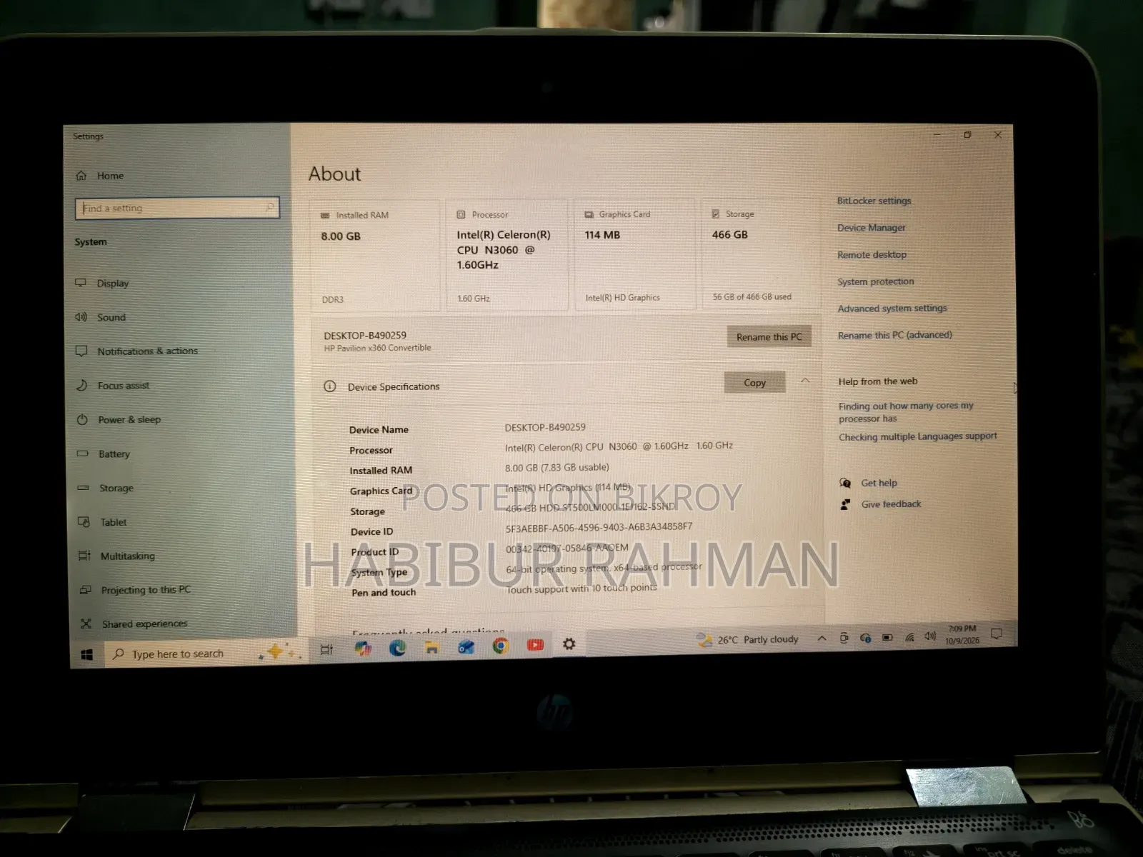 Laptop HP Pavilion x360 11 8GB Intel Celeron HDD 500GB