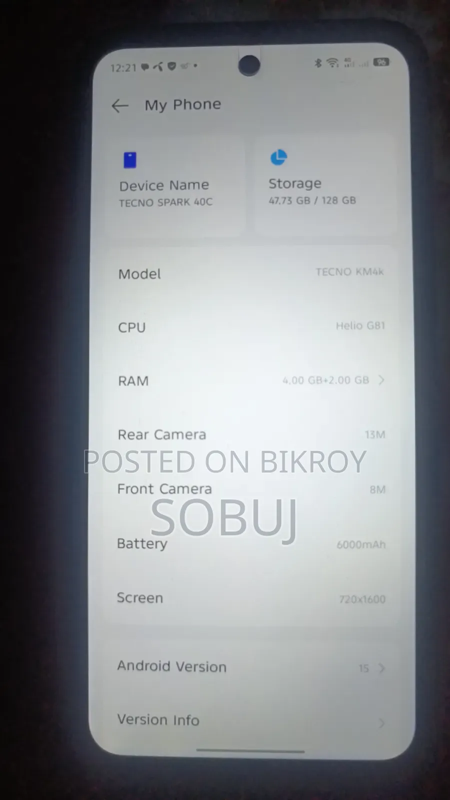 টেকনো স্পার্ক ৪০সি ১২৮ জিবি গ্রাফাইট