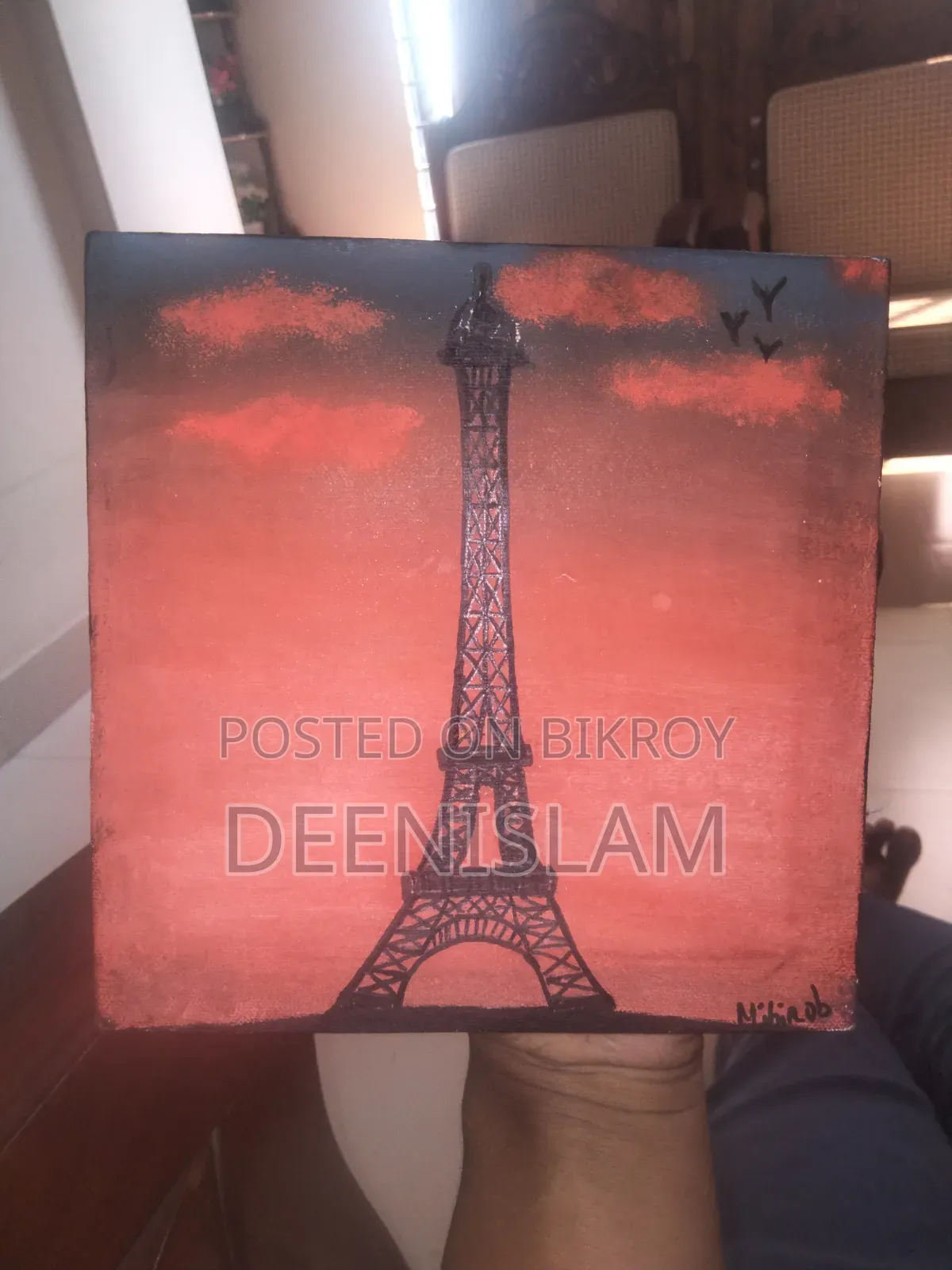 Eiffel Tower Mini Canvas Painting (Handmade Acrylic Art)