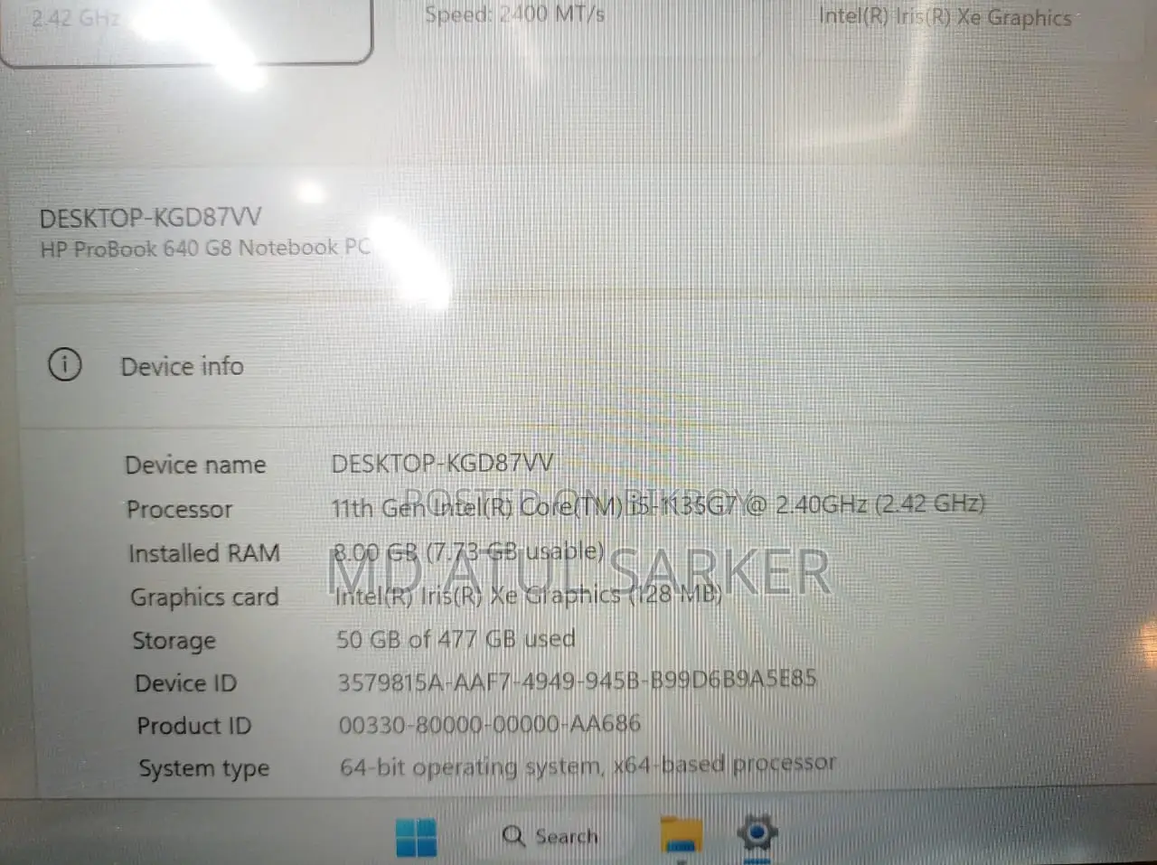 Laptop HP ProBook 640 G8 8GB Intel Core i5 SSD 500GB