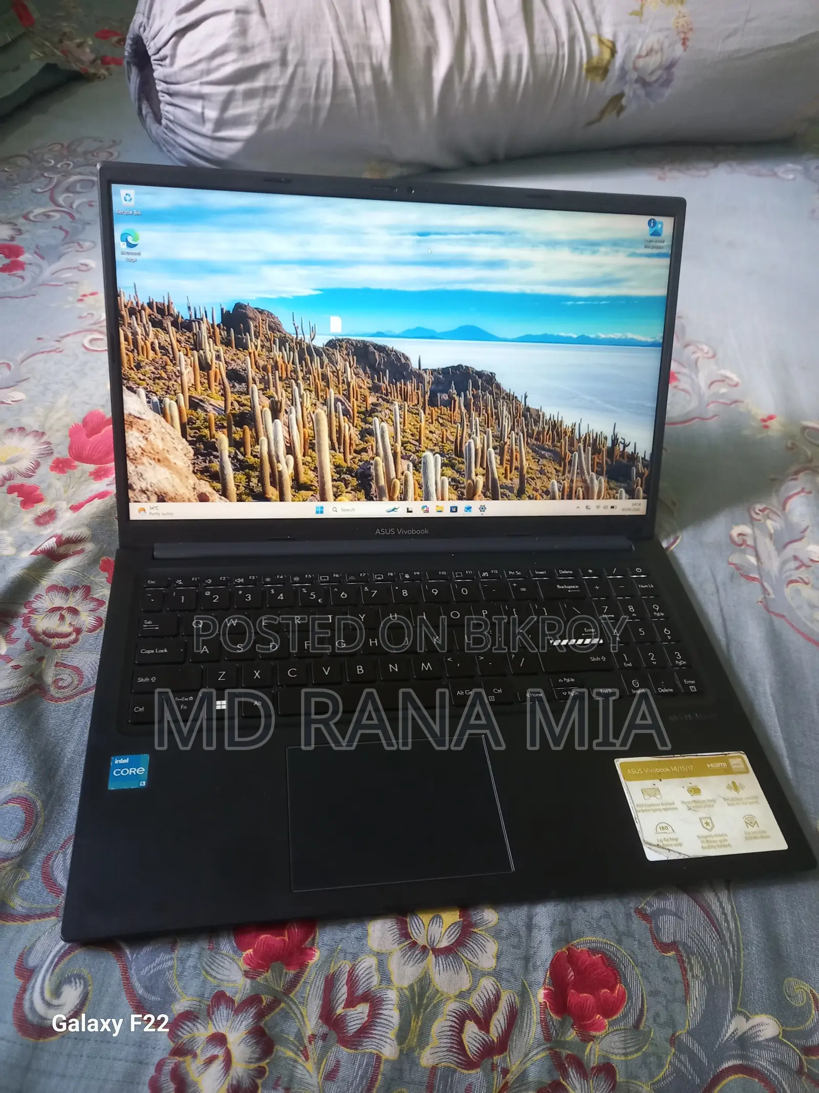 Laptop Asus Vivobook 15 8GB Intel Core i3 SSD 512GB