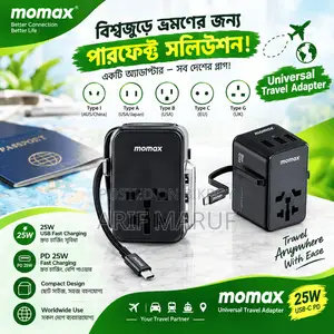 Momax 1-World+ -Ports Travel Charger(25W) – Black