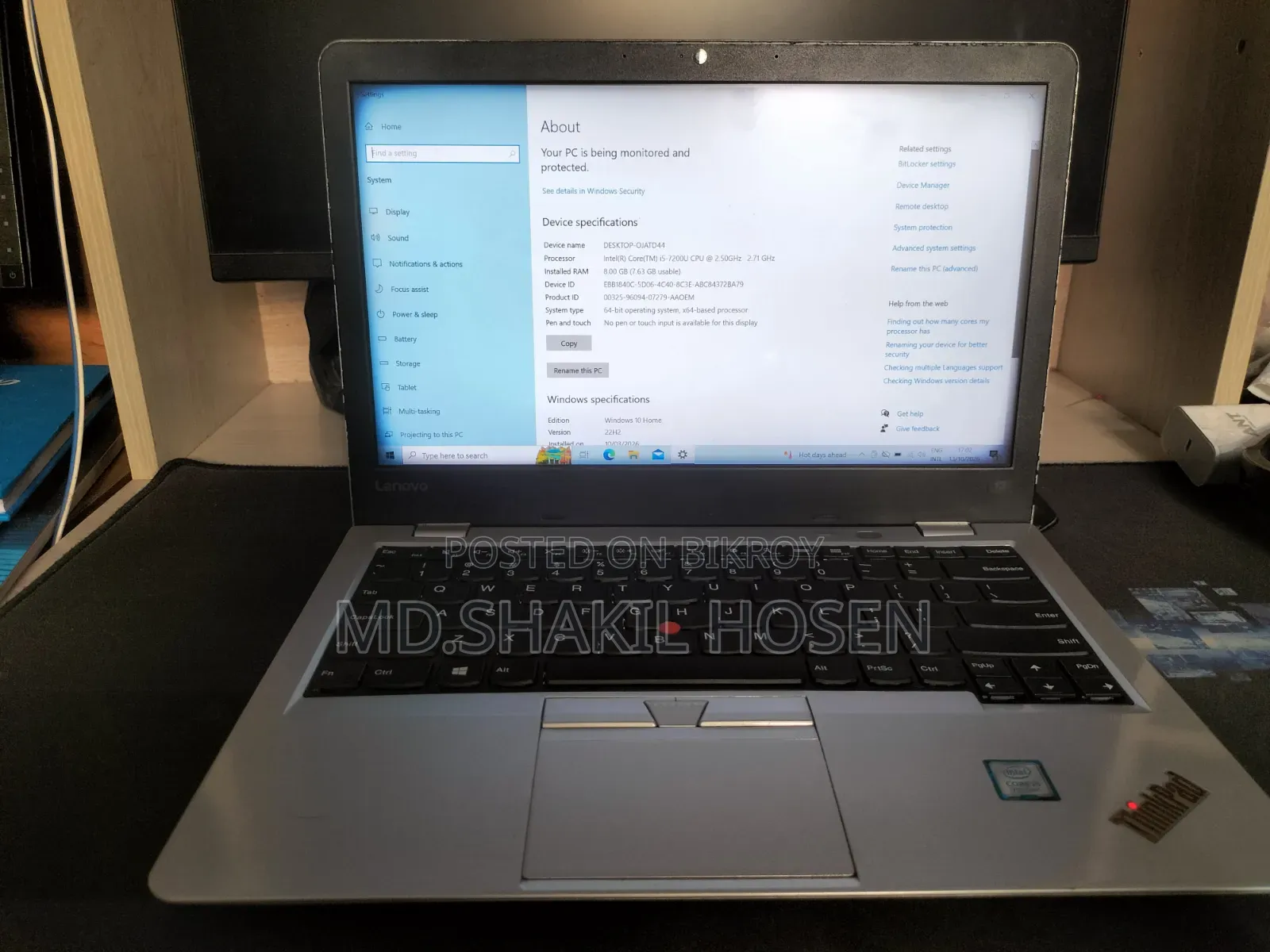 Laptop Lenovo ThinkPad T470 8GB Intel Core i5 SSD 256GB