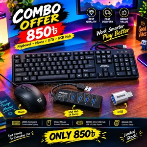 4 in One Gaming Combo - Keyboard + Mouse + USB HUB and OTG Combo