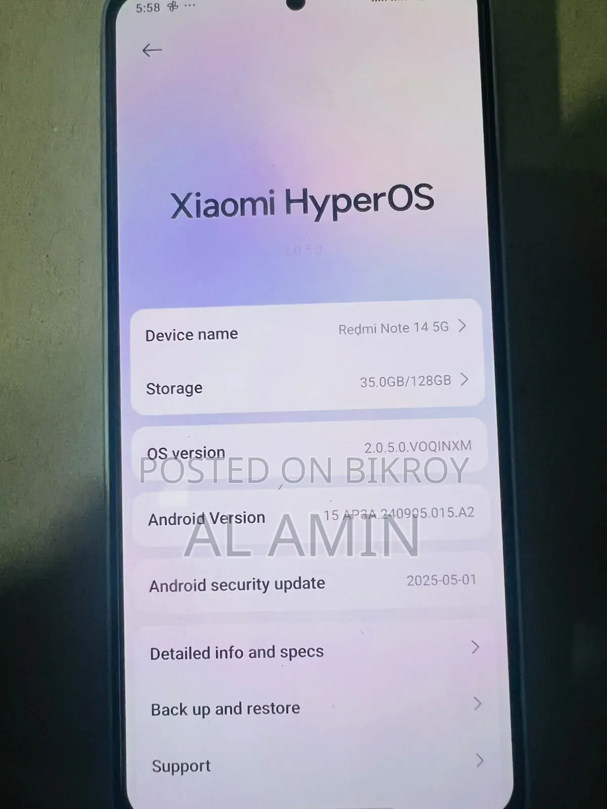 শাওমি রেডমি নোট ১৪ ৫জি ২৫৬ জিবি সাদা