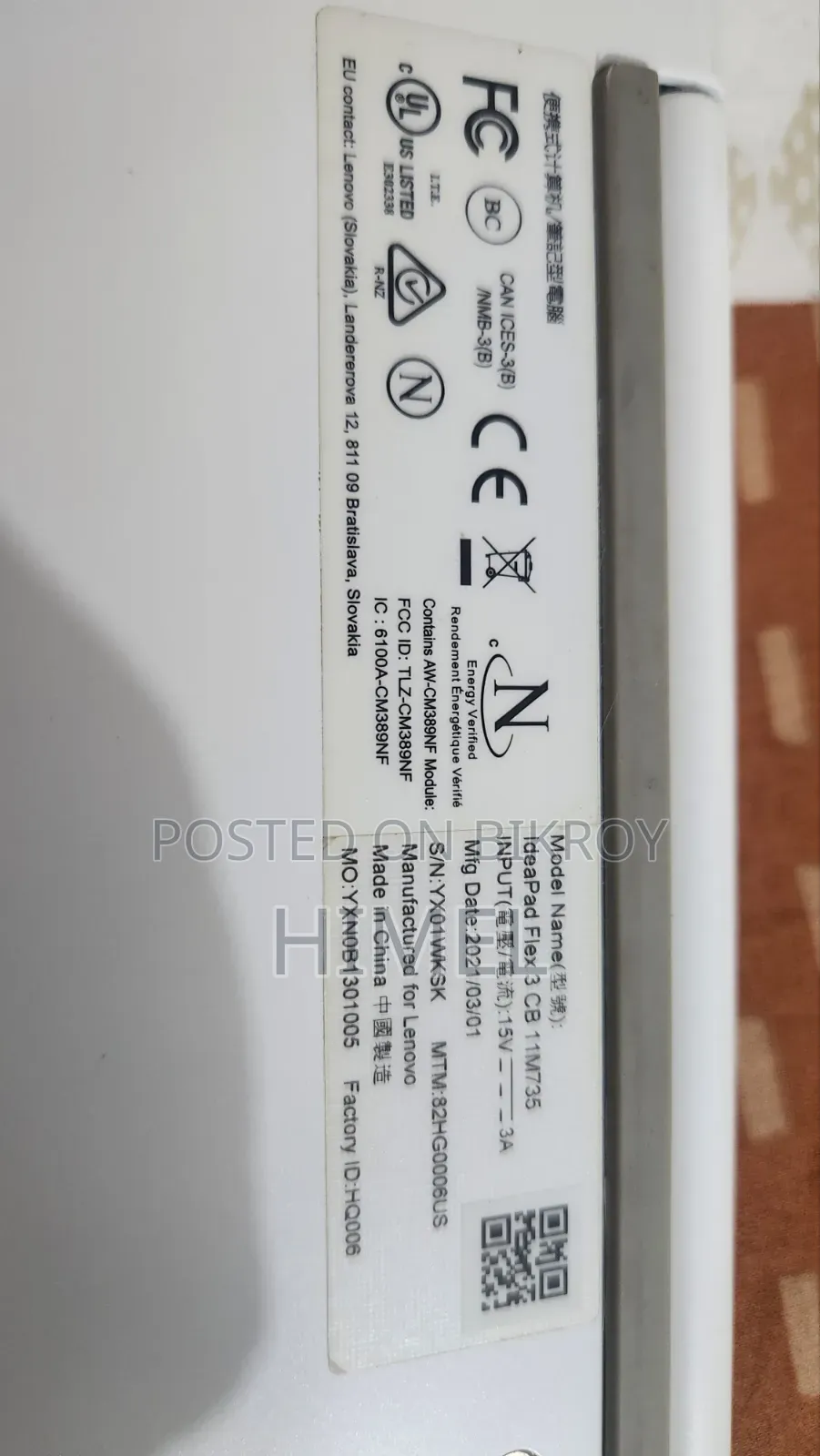 Laptop Lenovo 4GB SSD 60GB