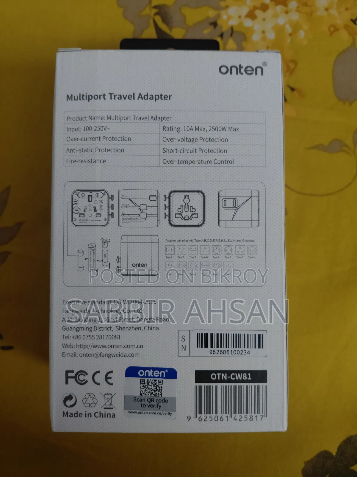 [Brand New & Unused] Onten Multiport Universal Travel Adapter
