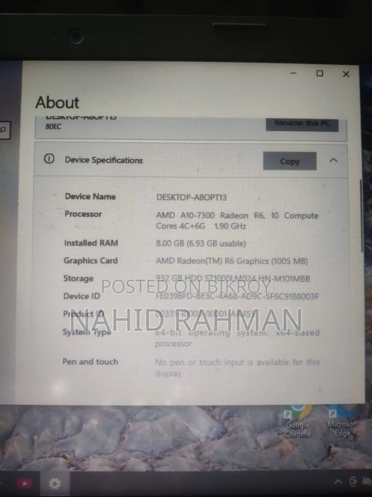 Laptop Lenovo 8GB AMD A10 HDD 1TB