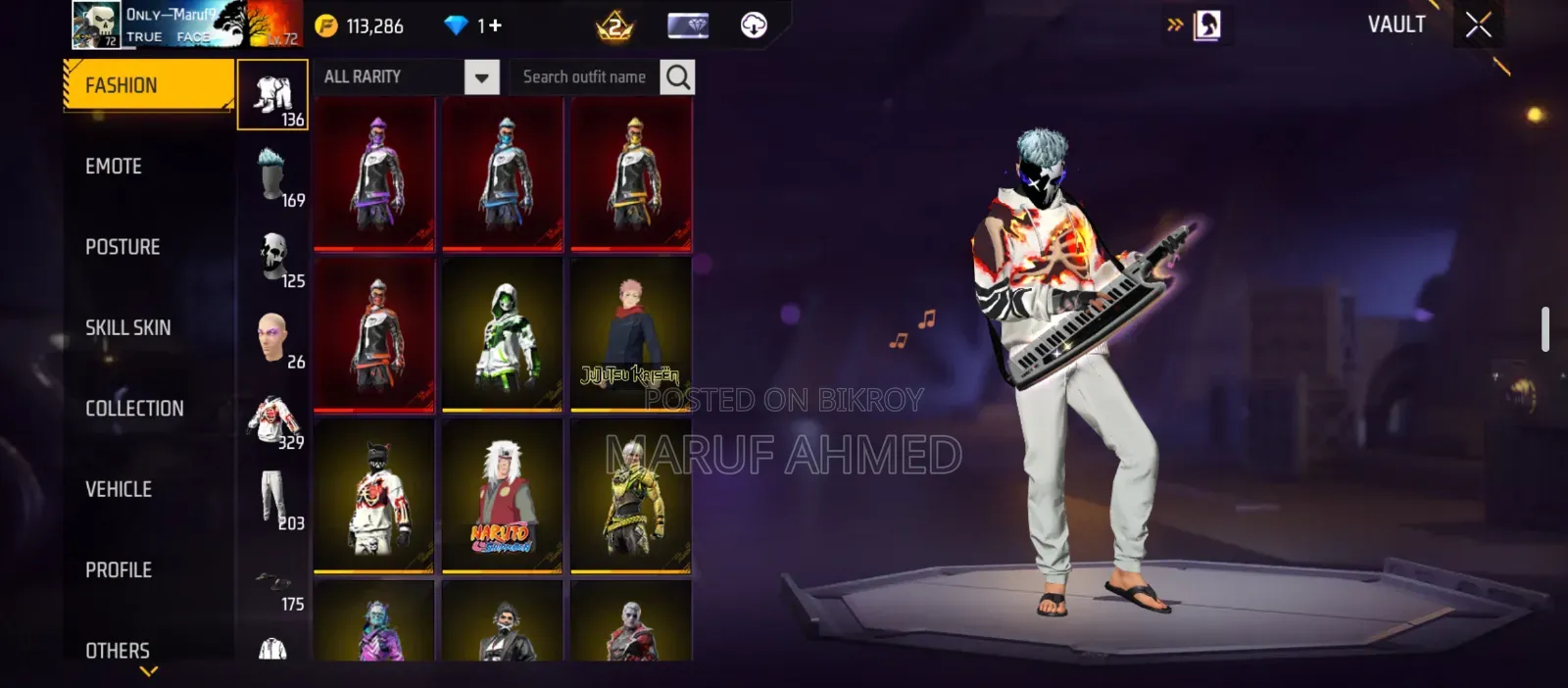 Free Fire Id 72 LVL Old Collection
