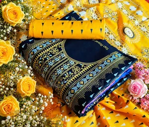 ১০০% পিওর কটন থ্রি পিস (ব্র্যান্ড নিউ) - বেক্সি ভয়েল আকাশ তারা