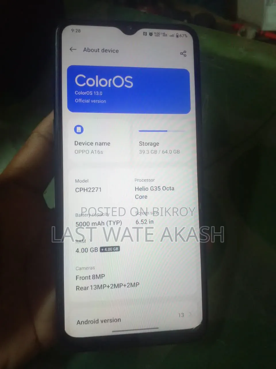 Oppo A16K 64 GB Bronze