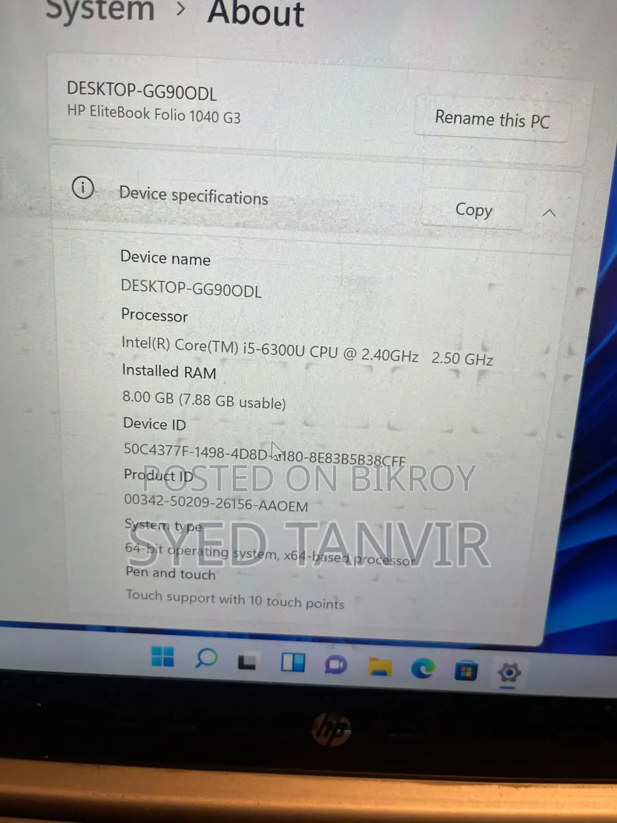 Laptop HP EliteBook Folio 1040 G3 8GB Intel Core i5 SSD 256GB
