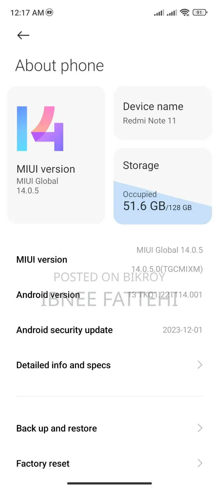 Xiaomi Redmi Note 11 128 GB Bronze