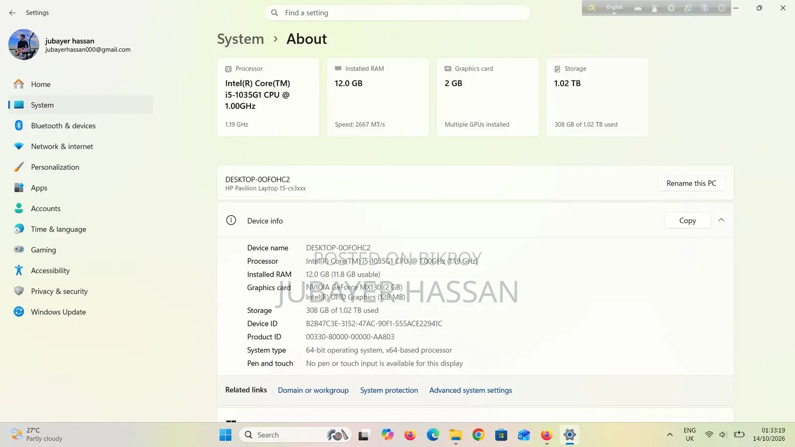 Laptop HP 15 8GB Intel Core i5 HDD 1T