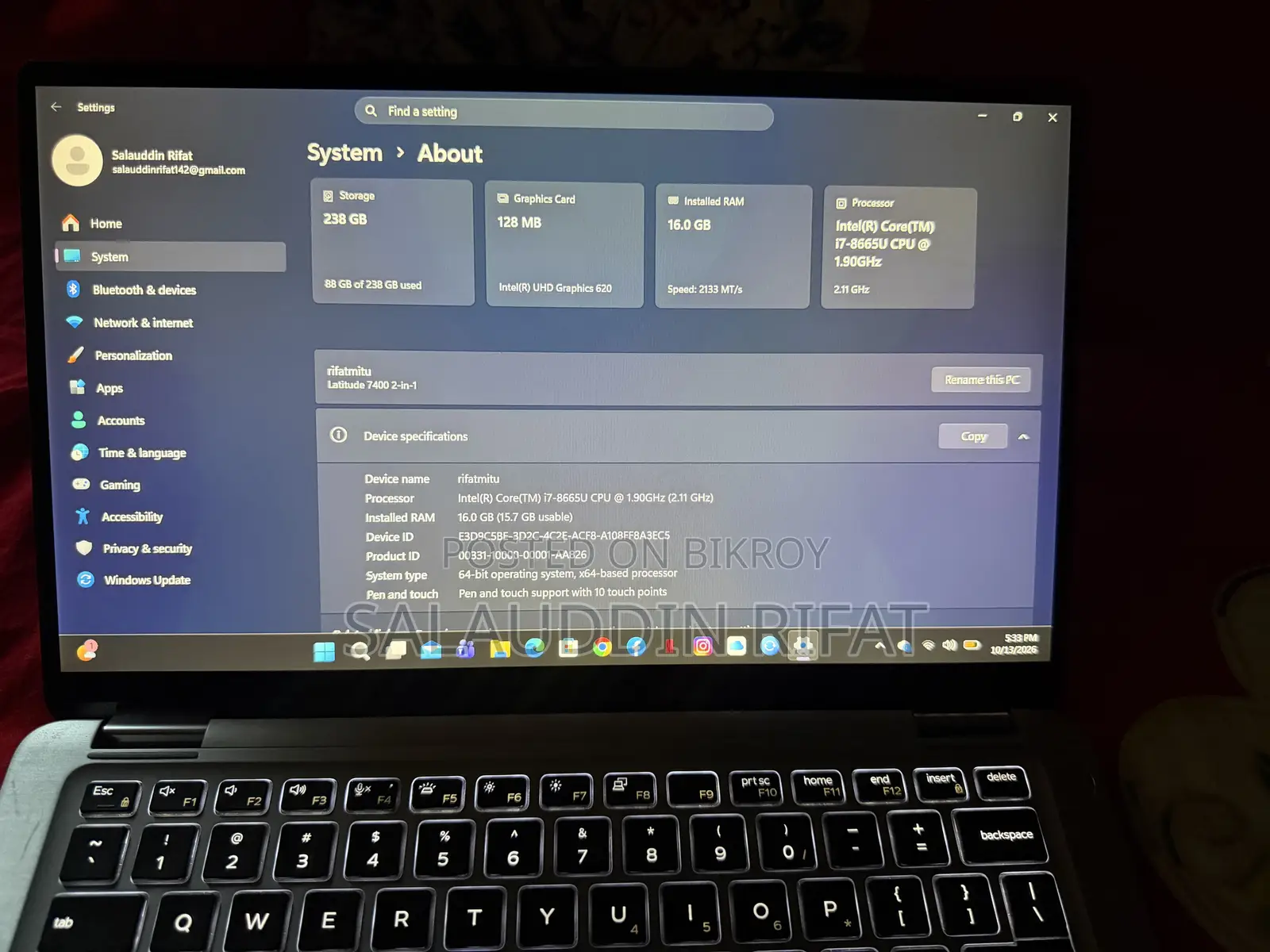 Laptop Dell Latitude 7400 2-in-1 16GB Intel Core i7 SSD 256GB