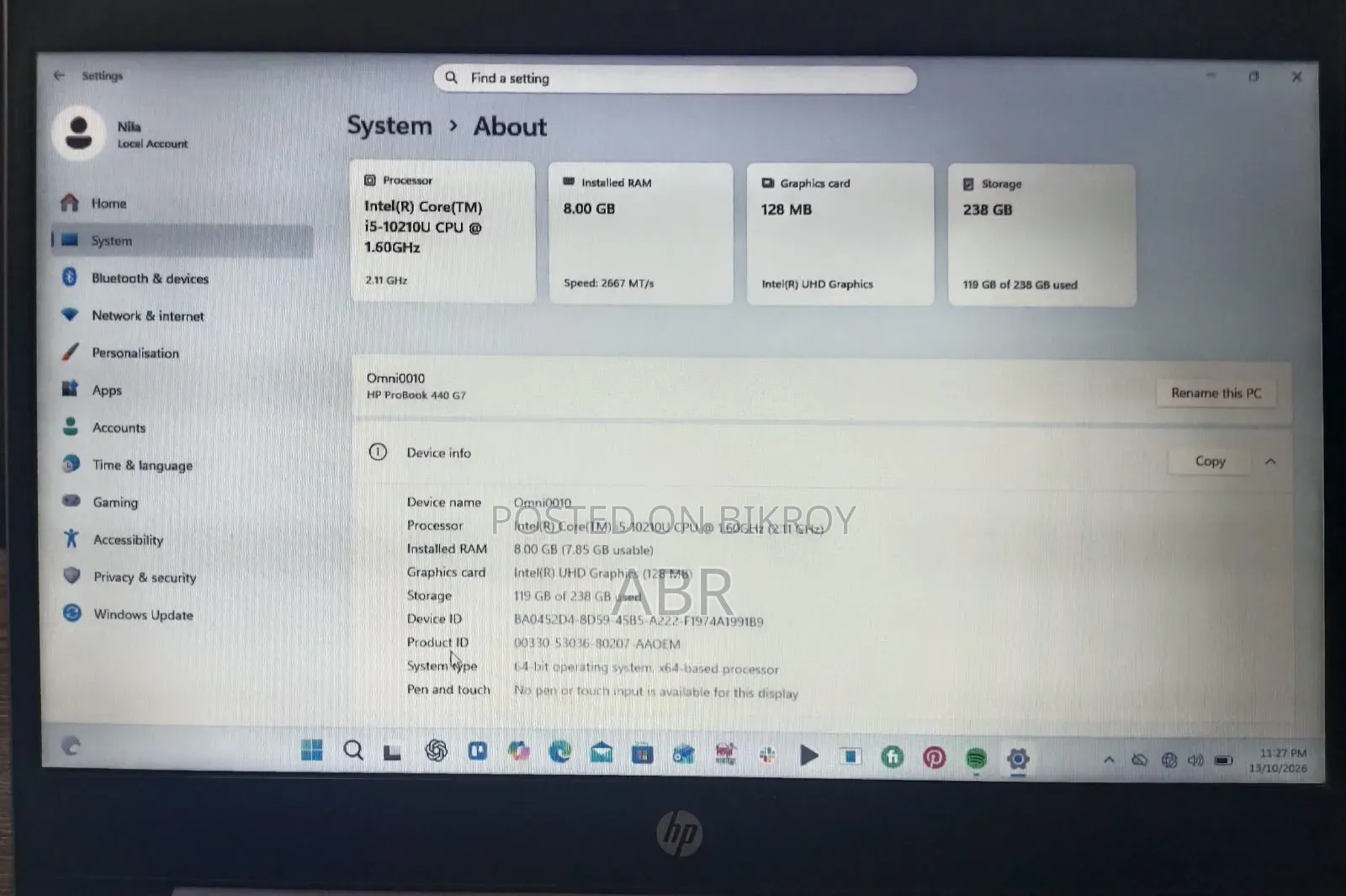 Laptop HP EliteBook 830 G5 8GB Intel Core i7 SSD 256GB