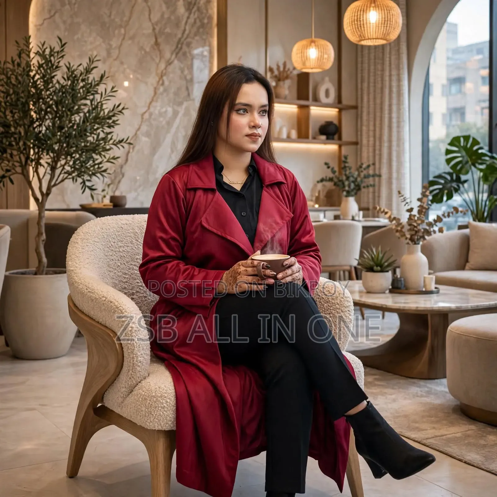 স্টাইলিশ লেডিস ওভারকোট (বাটন সিস্টেম)