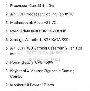 Desktop Computer 8GB Intel Core i5 SSD 128GB