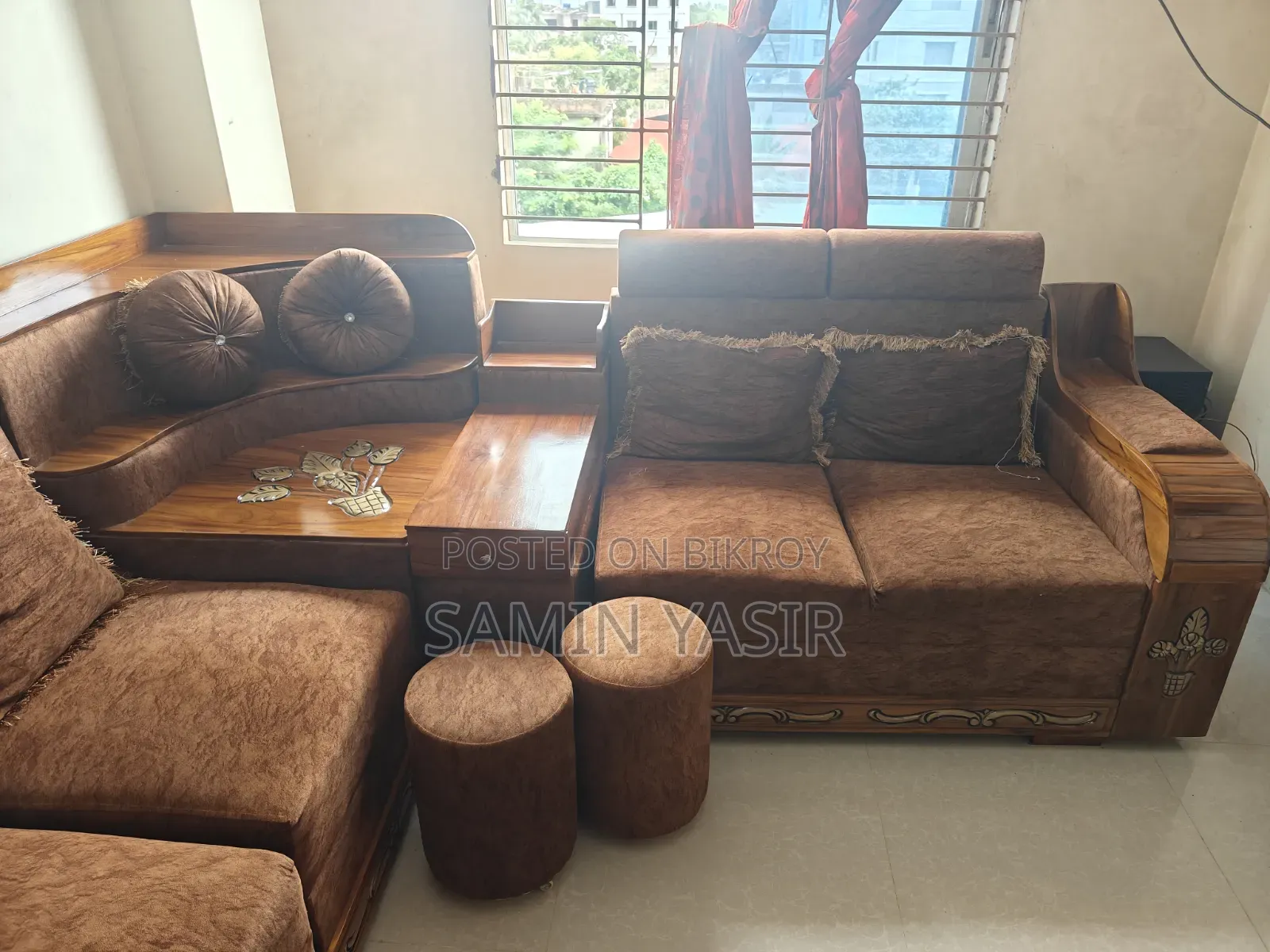 সেগুন কাঠের কর্নার সোফা