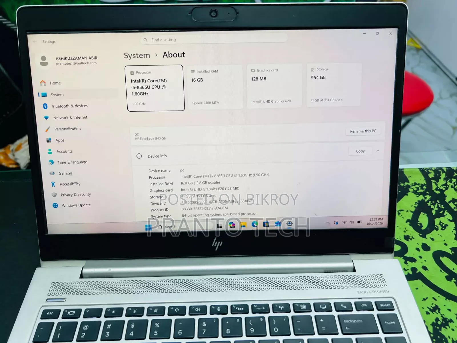 Laptop HP EliteBook 840 G6 16GB Intel Core i5 SSD 1T