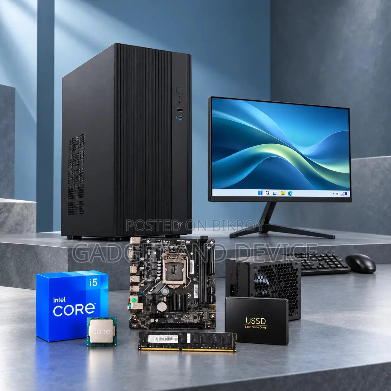 New Desktop Computer 8GB Intel Core i3 HDD+SSD 500GB
