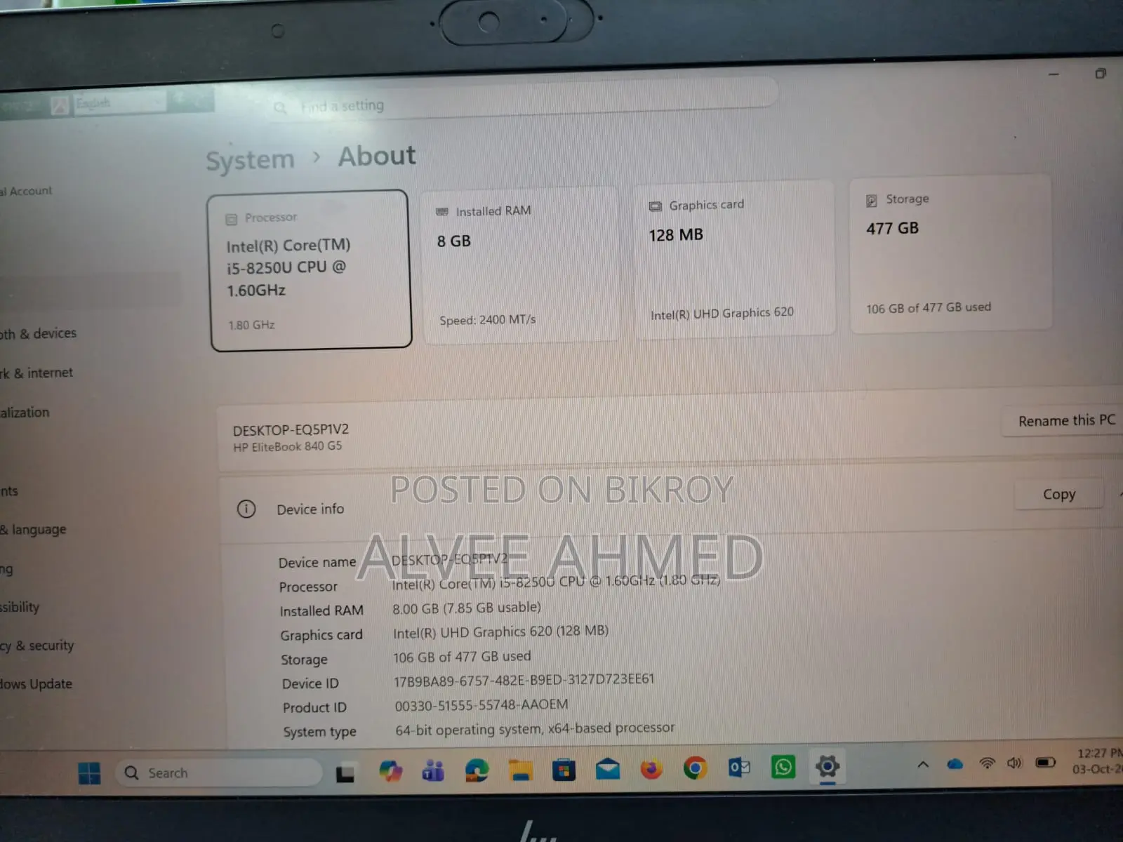 Laptop HP EliteBook 840 G6 8GB Intel Core i5 SSD 512GB