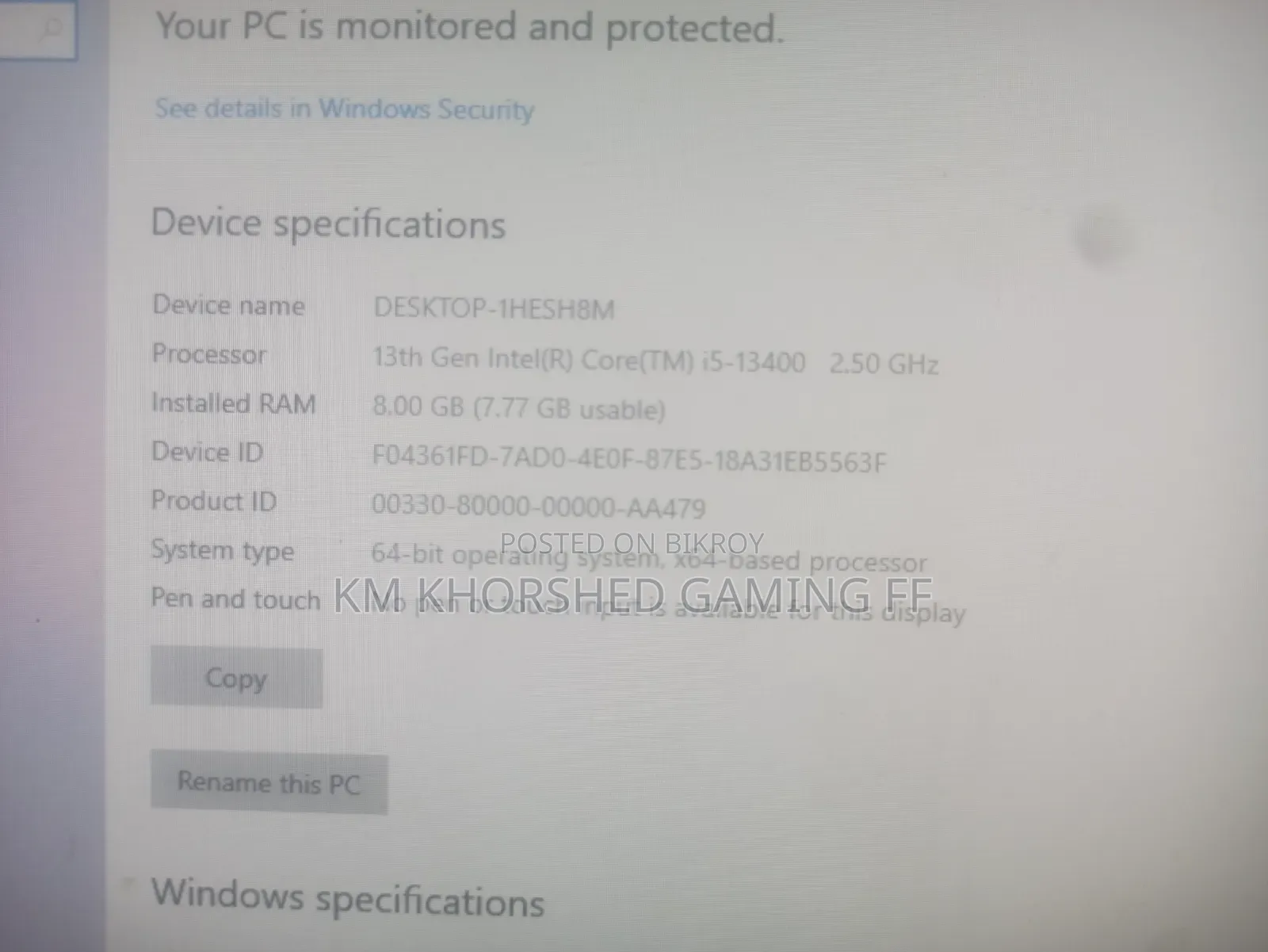 Desktop Computer Gigabyte 8GB Intel SSD 256GB